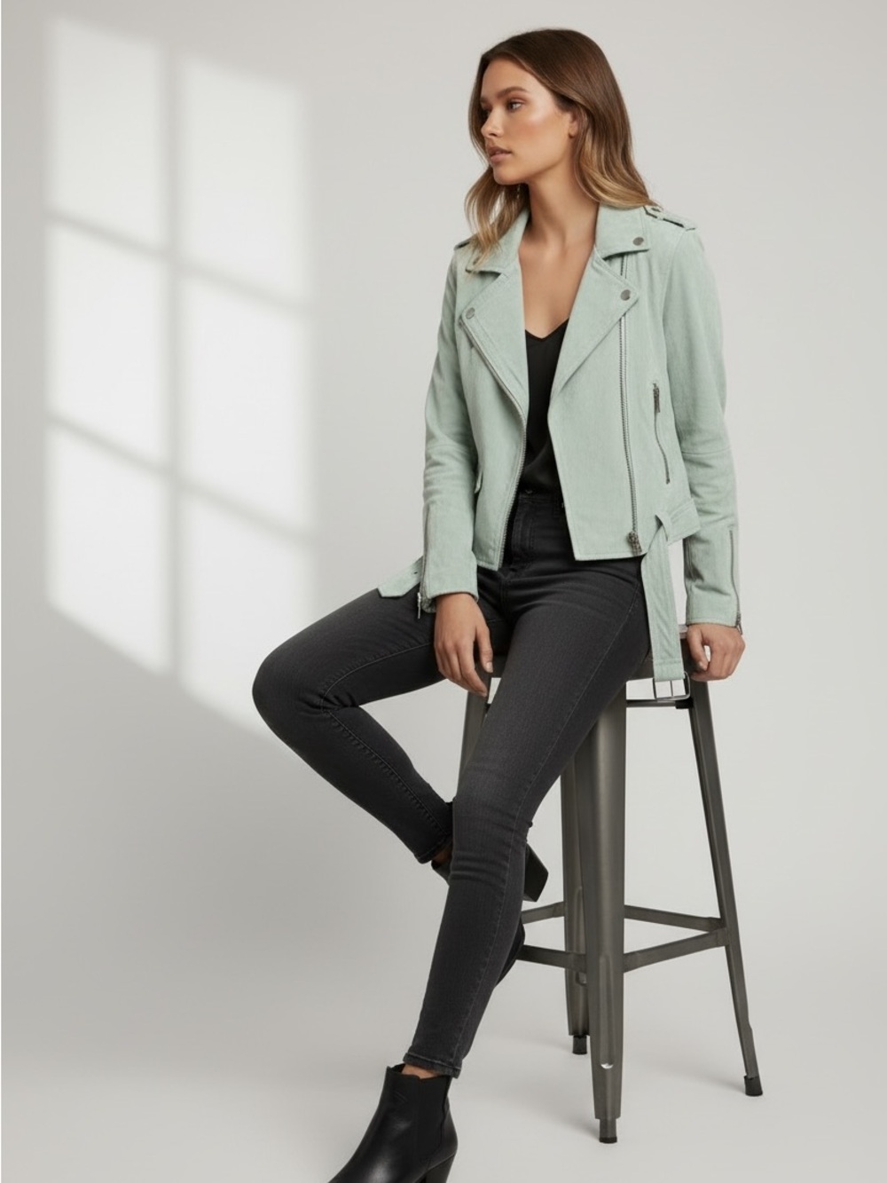 Blank NYC turquoise suede  Moto Jacket